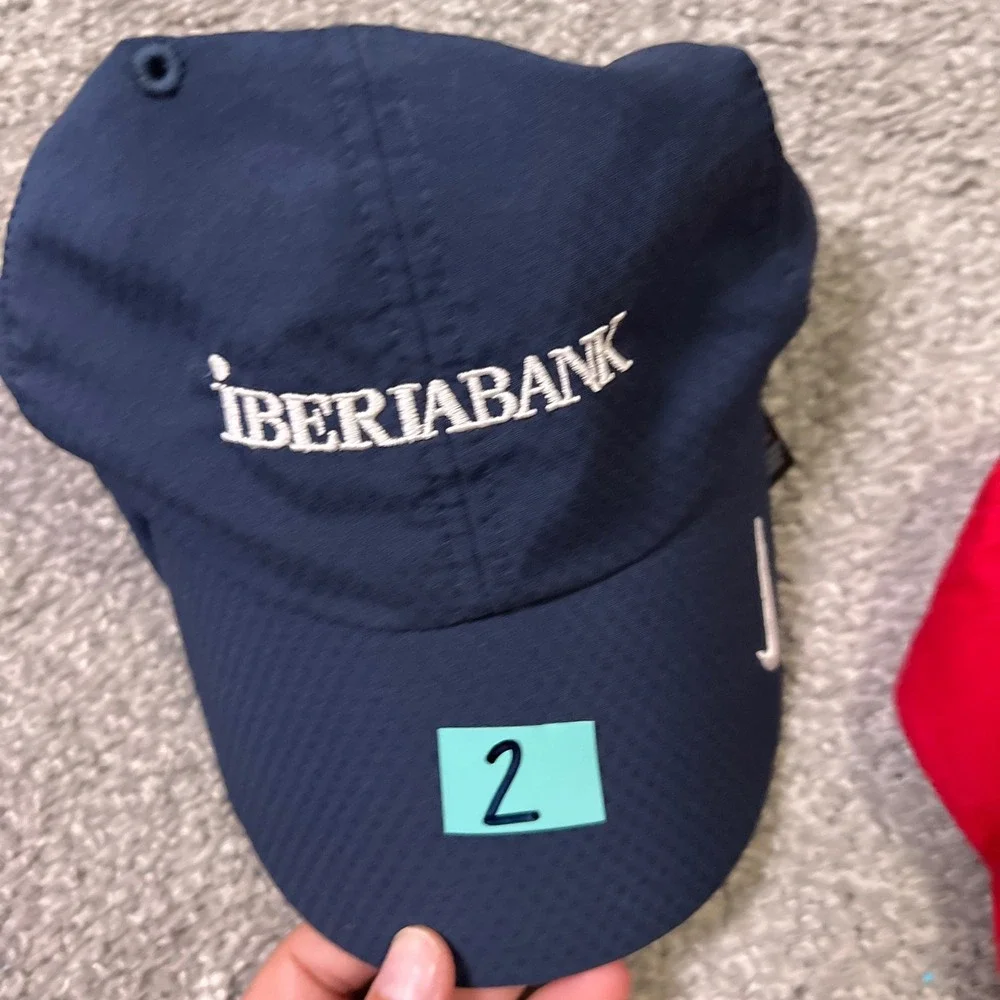 Nike Golf Hat Mens Navy Blue Iberia Bank Embroidered Swoosh Performance Cap
